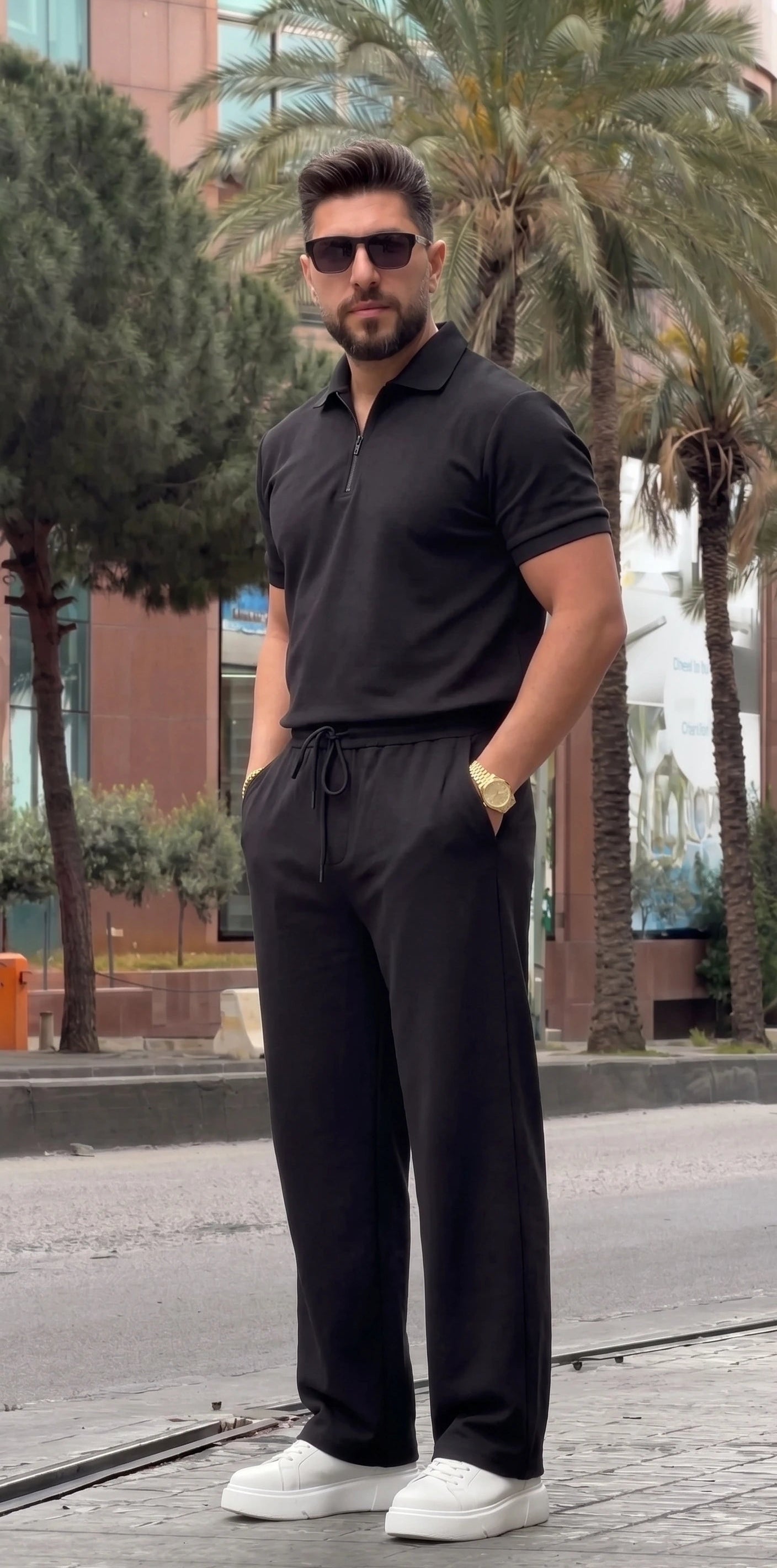 Short-Sleeve Zip Collar Co-ord