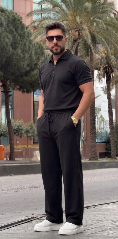 Short-Sleeve Zip Collar Co-ord