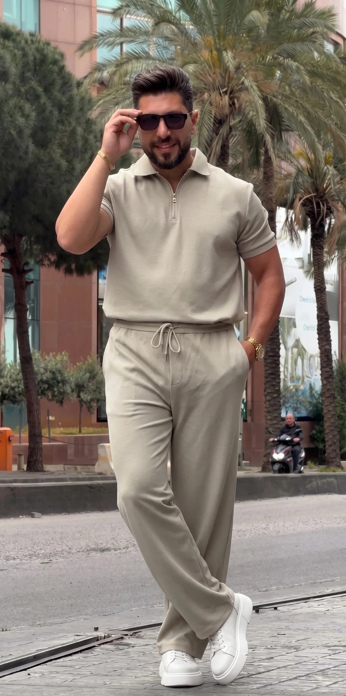Short-Sleeve Zip Collar Co-ord