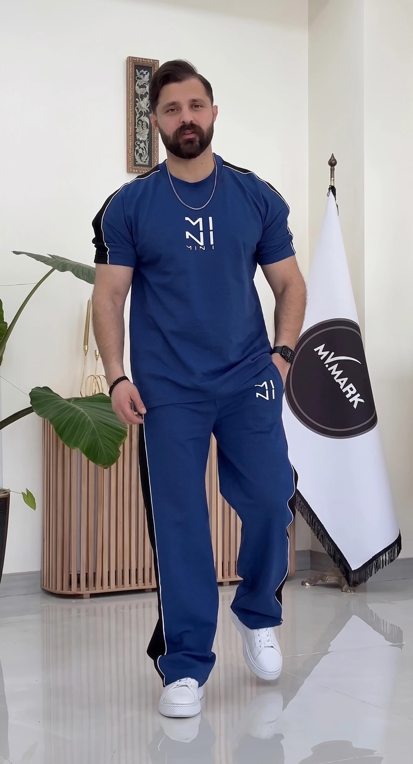 Half Sleeve Striped Tracksuit Set