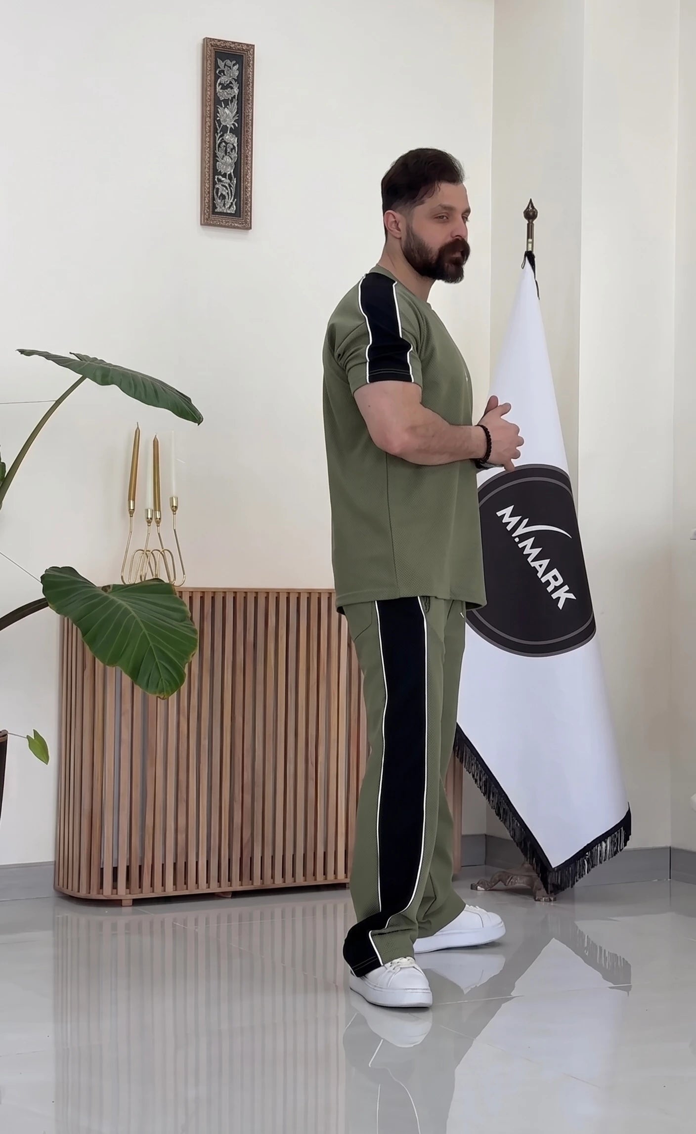 Half Sleeve Striped Tracksuit Set