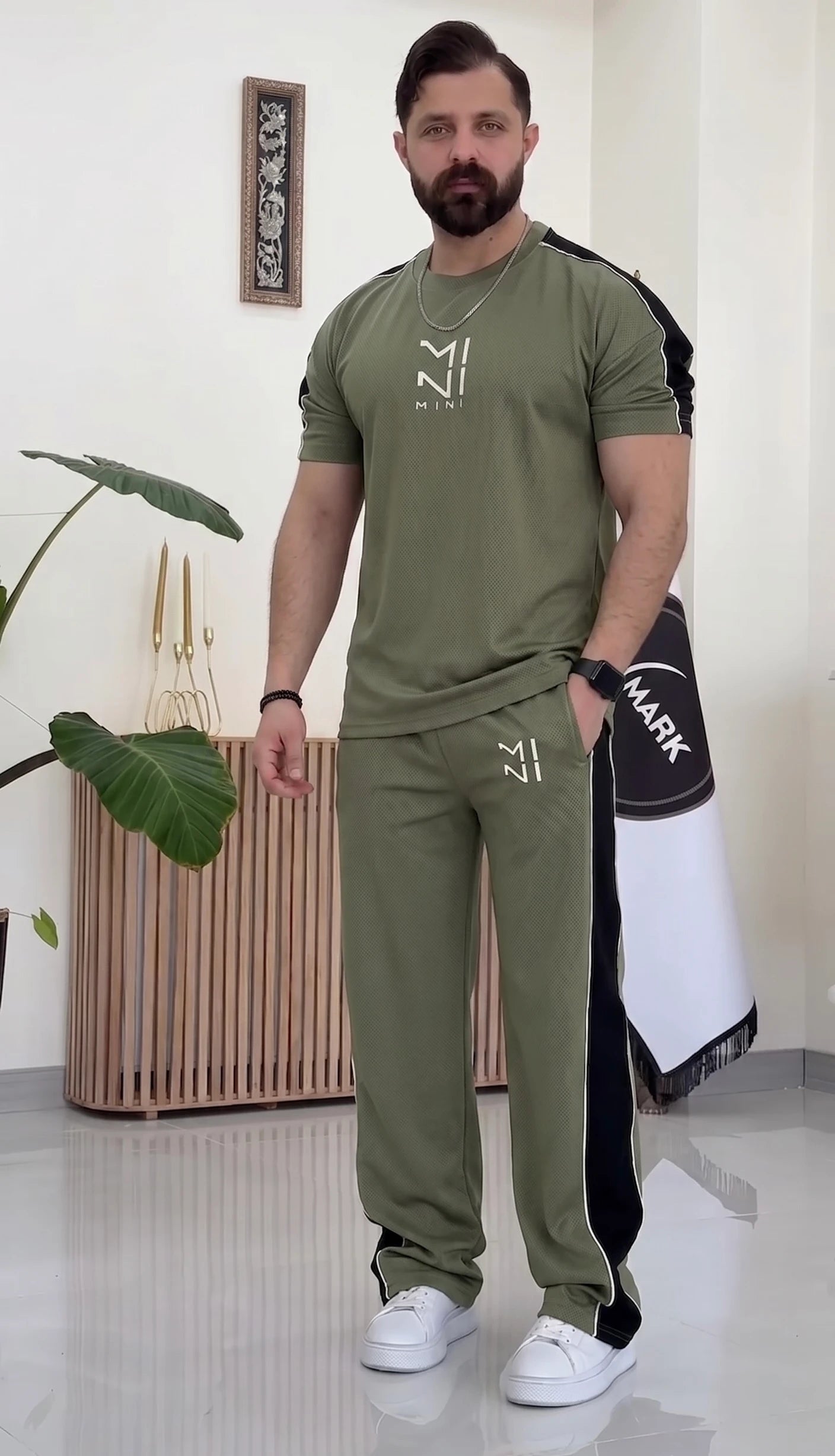 Half Sleeve Striped Tracksuit Set