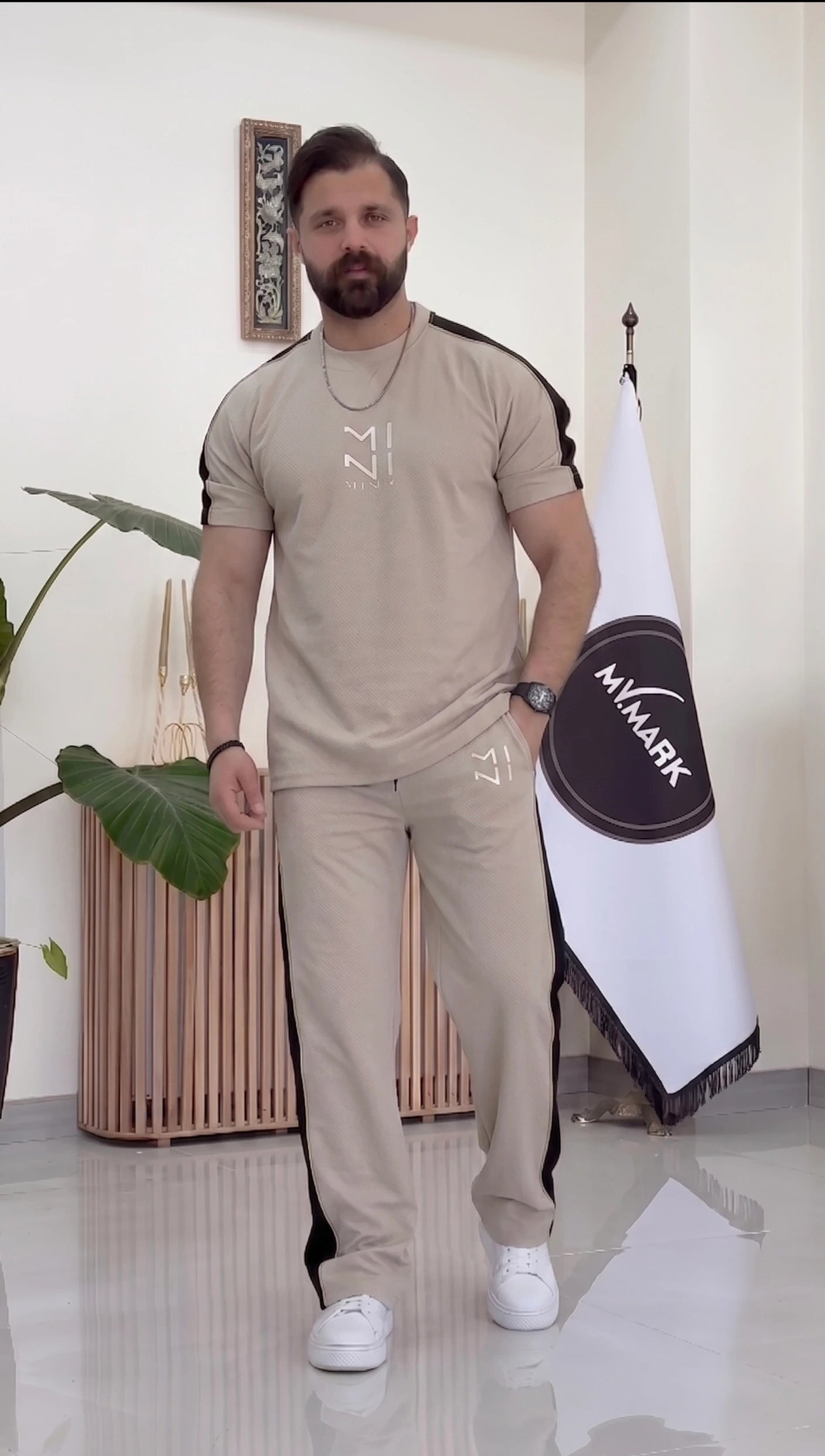 Half Sleeve Striped Tracksuit Set